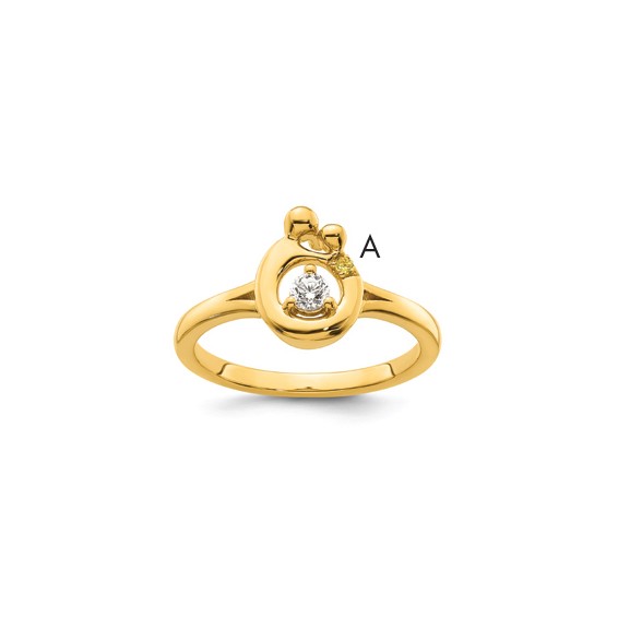 14k Diamond with 1 Synthetic Birthstone Mother/Child Ring