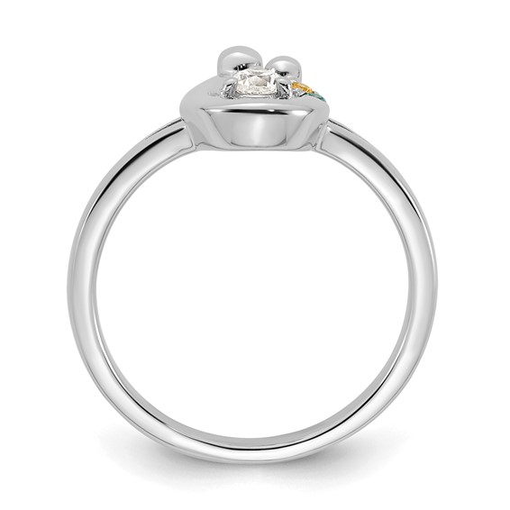 14k WG Diamond with 2 Genuine Birthstone Mother/Child Ring