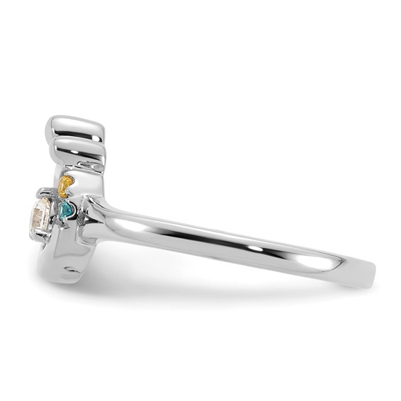 14k WG Diamond with 2 Genuine Birthstone Mother/Child Ring