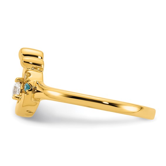 14k Diamond with 2 Genuine Birthstone Mother/Child Ring