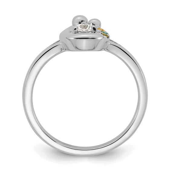 14k WG Diamond with 3 Genuine Birthstone Mother/Child Ring