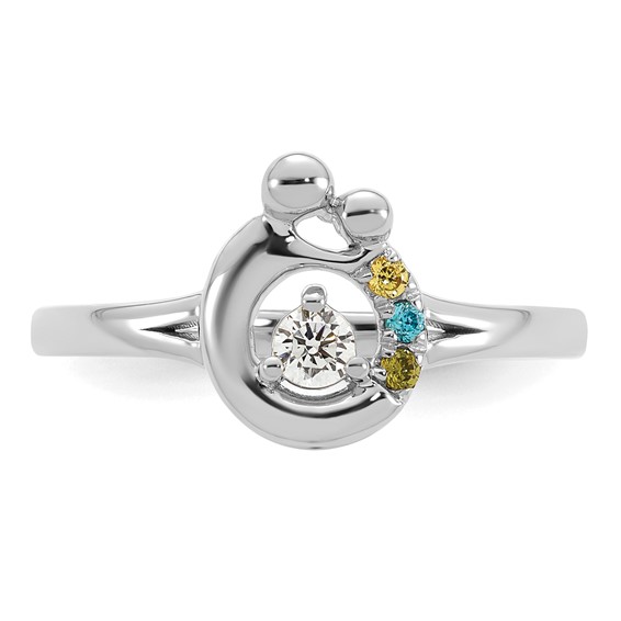 14k WG Diamond with 3 Genuine Birthstone Mother/Child Ring