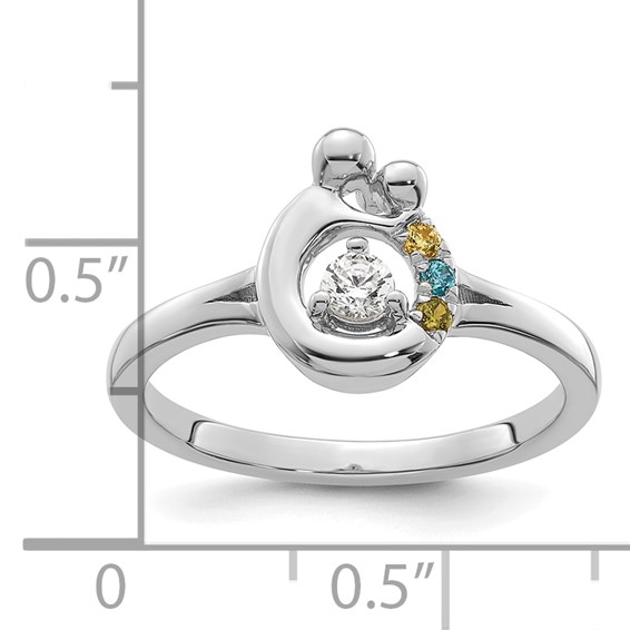 14k WG Diamond with 3 Genuine Birthstone Mother/Child Ring
