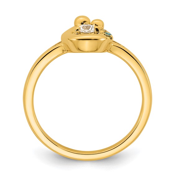 14k Diamond with 3 Synthetic Birthstone Mother/Child Ring