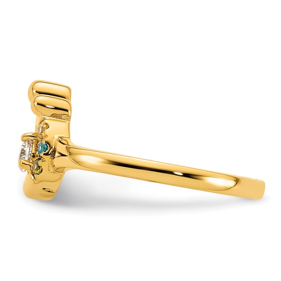 14k Diamond with 3 Synthetic Birthstone Mother/Child Ring