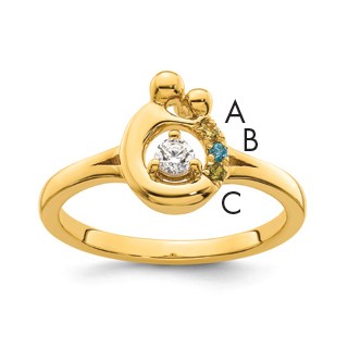 14k Diamond with 3 Genuine Birthstone Mother/Child Ring