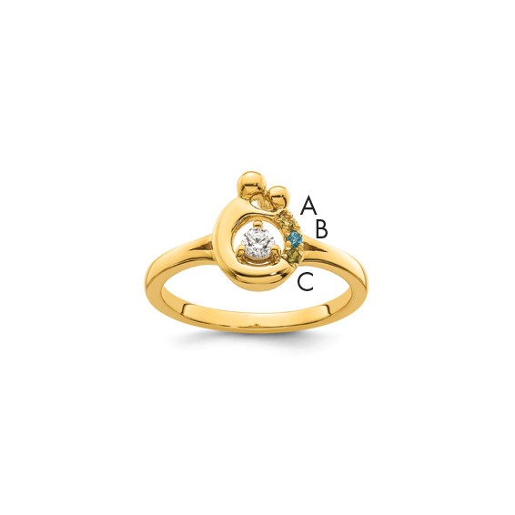 14k Diamond with 3 Synthetic Birthstone Mother/Child Ring