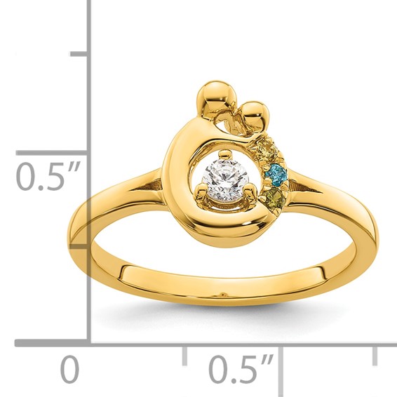 14k Diamond with 3 Synthetic Birthstone Mother/Child Ring