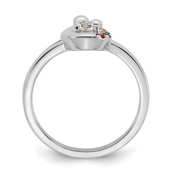 14k WG Diamond with 4 Birthstone Mother/Child Ring Semi-mount