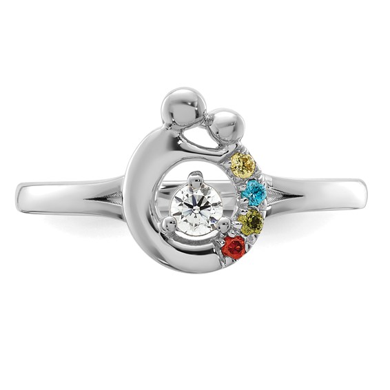 14k WG Diamond with 4 Birthstone Mother/Child Ring Semi-mount