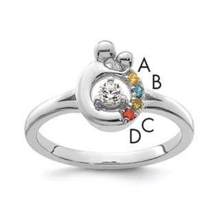 14k WG Diamond with 4 Birthstone Mother/Child Ring Semi-mount