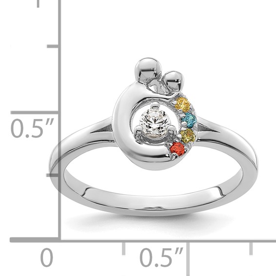 14k WG Diamond with 4 Birthstone Mother/Child Ring Semi-mount
