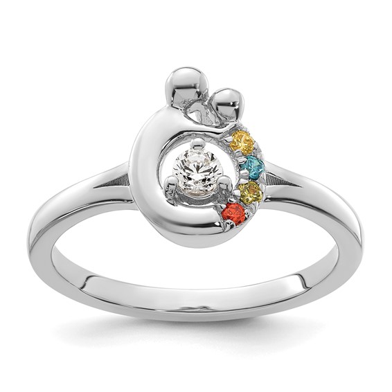 14k WG Diamond with 4 Birthstone Mother/Child Ring Semi-mount