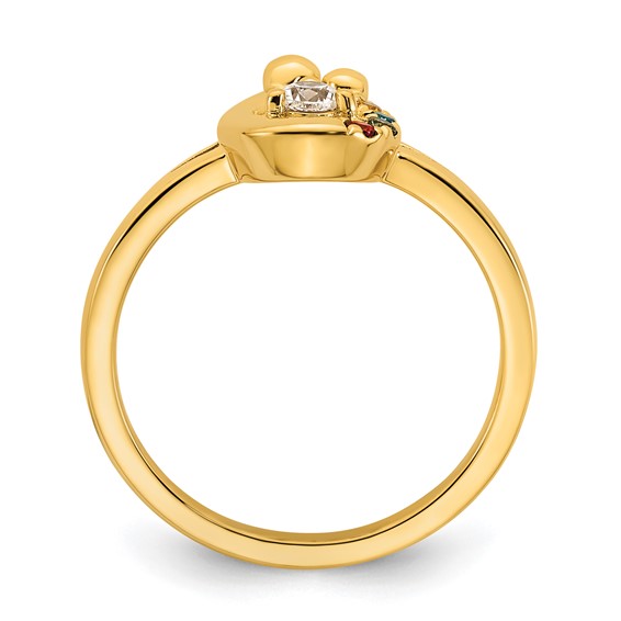 14k Diamond with 4 Synthetic Birthstone Mother/Child Ring