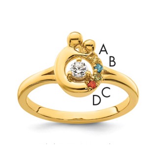 14k Diamond with 4 Synthetic Birthstone Mother/Child Ring