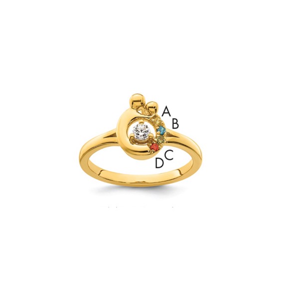 14k Diamond with 4 Synthetic Birthstone Mother/Child Ring