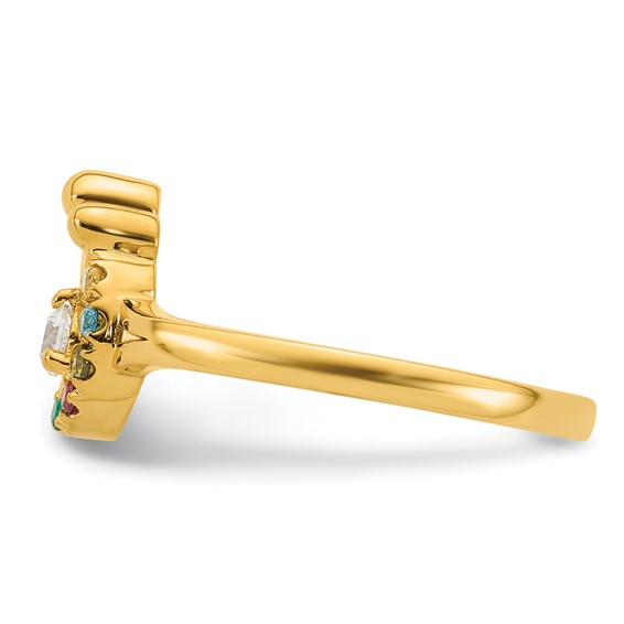 14k Diamond with 5 Synthetic Birthstone Mother/Child Ring