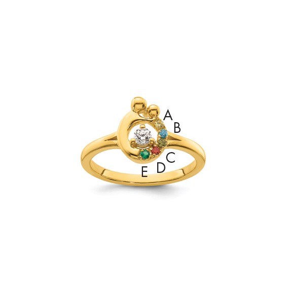 14k Diamond with 5 Synthetic Birthstone Mother/Child Ring