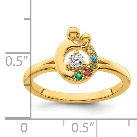 14k Diamond with 5 Synthetic Birthstone Mother/Child Ring