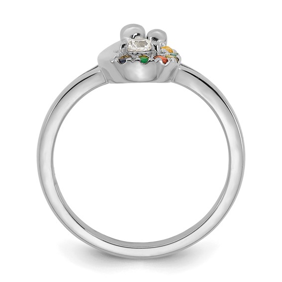 14k WG Diamond with 6 Synthetic Birthstone Mother/Child Ring
