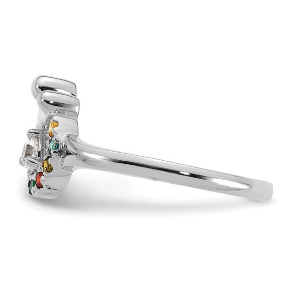 14k WG Diamond with 6 Synthetic Birthstone Mother/Child Ring