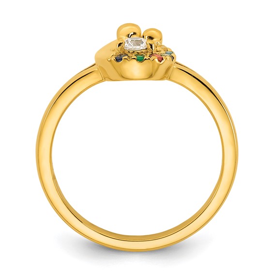 14k Diamond with 6 Synthetic Birthstone Mother/Child Ring