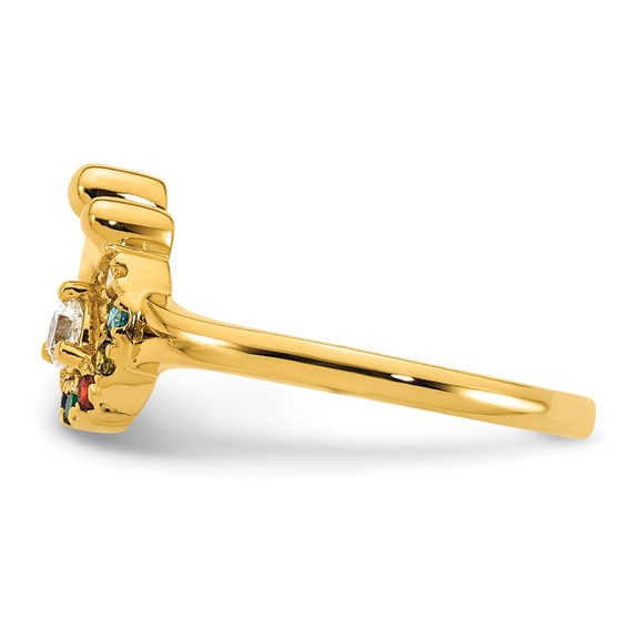 14k Diamond with 6 Synthetic Birthstone Mother/Child Ring