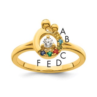 14k Diamond with 6 Synthetic Birthstone Mother/Child Ring