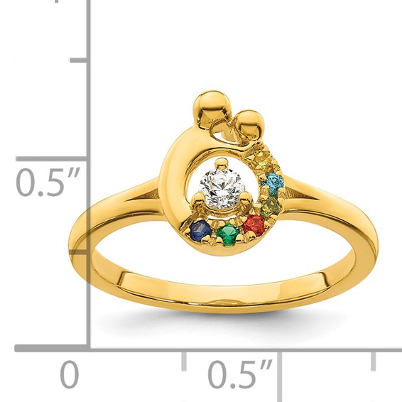 14k Diamond with 6 Synthetic Birthstone Mother/Child Ring