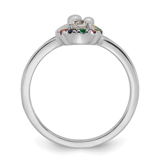 14k WG Diamond with 7 Genuine Birthstone Mother/Child Ring