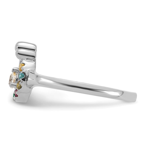 14k WG Diamond with 7 Genuine Birthstone Mother/Child Ring