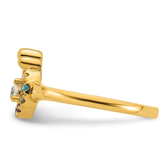 14k Diamond with 7 Synthetic Birthstone Mother/Child Ring