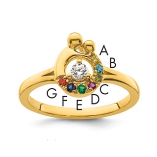 14k Diamond with 7 Genuine Birthstone Mother/Child Ring