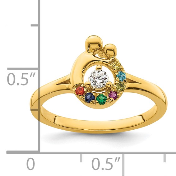 14k Diamond with 7 Synthetic Birthstone Mother/Child Ring