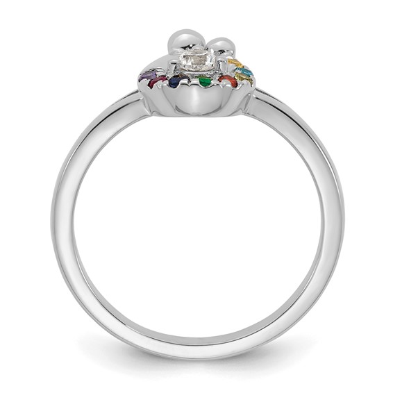14k WG Diamond with 8 Synthetic Birthstone Mother/Child Ring