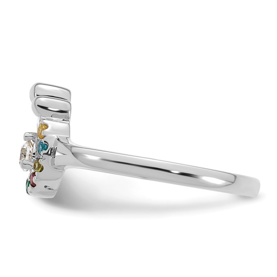 14k WG Diamond with 8 Synthetic Birthstone Mother/Child Ring