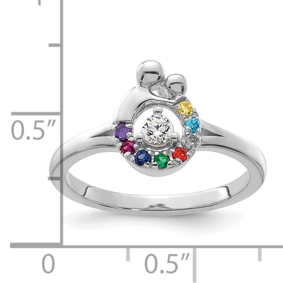 14k WG Diamond with 8 Synthetic Birthstone Mother/Child Ring