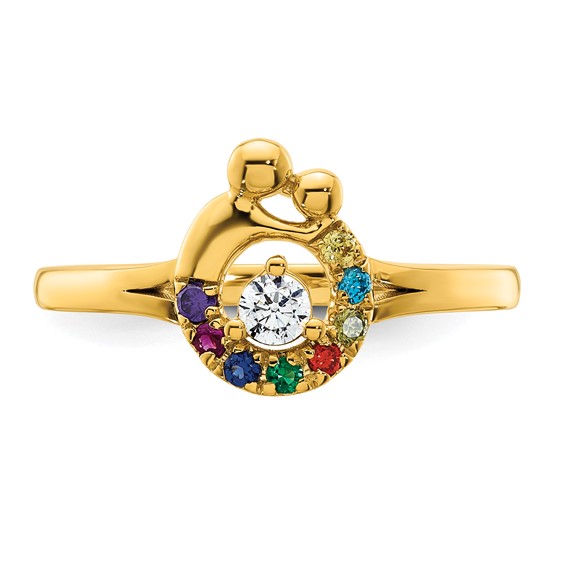 14k Diamond with 8 Synthetic Birthstone Mother/Child Ring