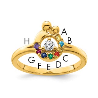 14k Diamond with 8 Synthetic Birthstone Mother/Child Ring