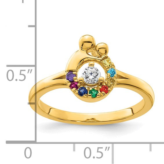 14k Diamond with 8 Synthetic Birthstone Mother/Child Ring