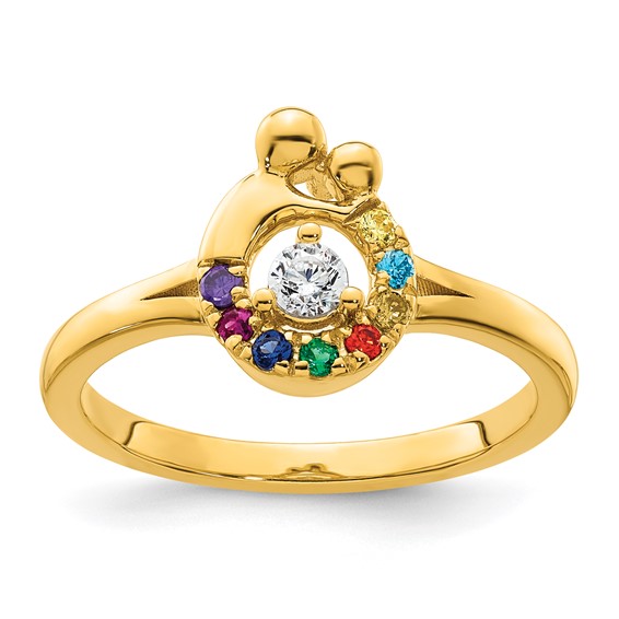 14k Diamond with 8 Synthetic Birthstone Mother/Child Ring