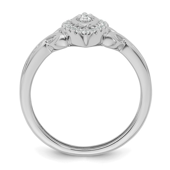 14k White Gold Complete Diamond Marquise Cluster Engagement Ring