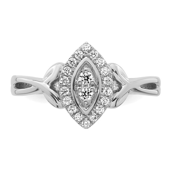 14k White Gold Complete Diamond Marquise Cluster Engagement Ring