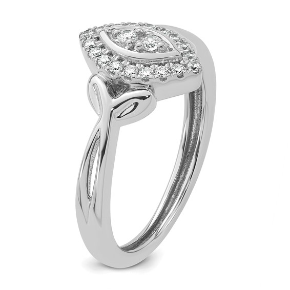 14k White Gold Complete Diamond Marquise Cluster Engagement Ring