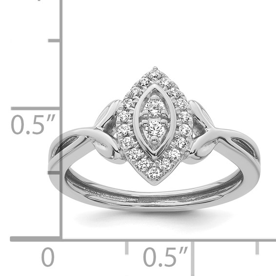 14k White Gold Complete Diamond Marquise Cluster Engagement Ring