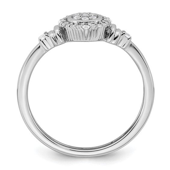 14k White Gold Complete Diamond Round Cluster Halo Engagement Ring