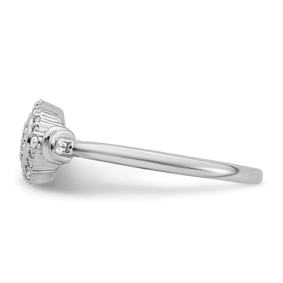 14k White Gold Complete Diamond Round Cluster Halo Engagement Ring