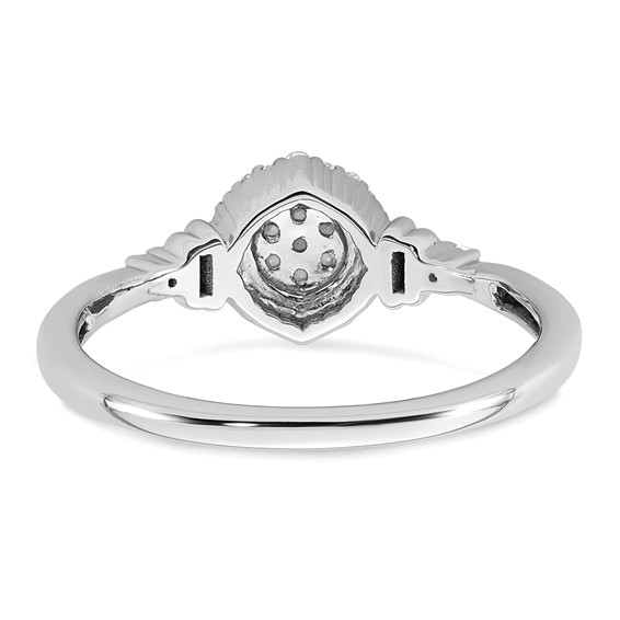 14k White Gold Complete Diamond Round Cluster Halo Engagement Ring