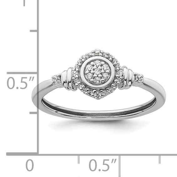 14k White Gold Complete Diamond Round Cluster Halo Engagement Ring