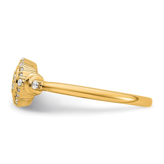 14k Complete Diamond Round Cluster Halo Engagement Ring